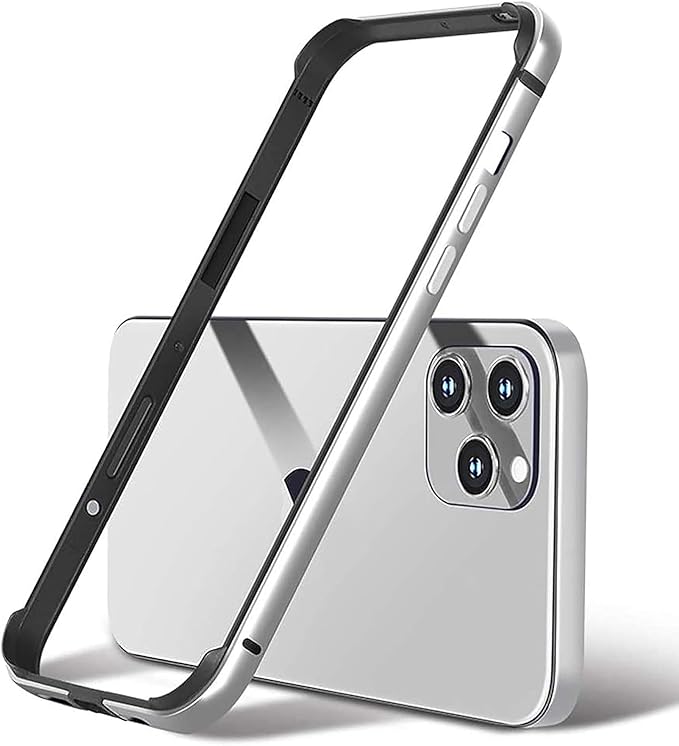 New Aluminum Frame Metal Bumper Frame Slim Hard Case Cover for iPhone15Pro, Metal Frame with Soft Inner Bumper, Raised Edge Protection (Silver, for iPhone15 Pro)