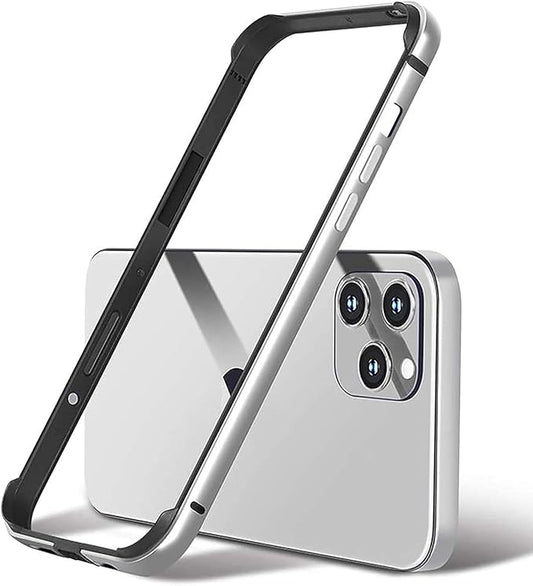 New Aluminum Frame Metal Bumper Frame Slim Hard Case Cover for iPhone15Pro, Metal Frame with Soft Inner Bumper, Raised Edge Protection (Silver, for iPhone15 Pro)
