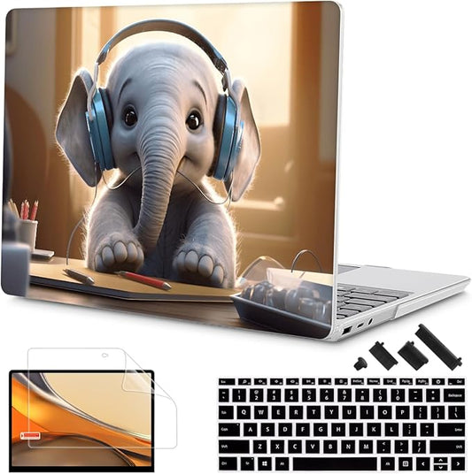 Tuiklol Case for 12.4 Inch Microsoft Surface Laptop Go 3/2 / 1 2023-2020 Releases, Plastic Hard Shell Case with Screen Protector and Keyborad Cover +Dust Plugs Model 2013/1943, Elephant