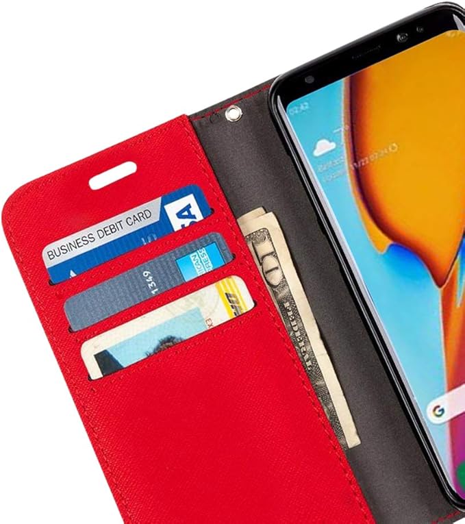 SafeSleeve EMF Protection Anti Radiation Samsung Galaxy Case: Galaxy S23 Plus RFID EMF Blocking Wallet Cell Phone Case (Red)