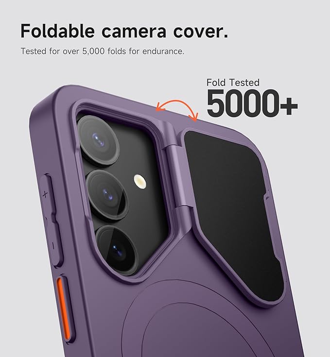 SURITCH for Samsung Galaxy S25 Phone Case, Magnetic Shockproof Bumper Case Slim Protective Cover with Camera Cover & Adjustable Metal Kickstand for Galaxy S25 (2025)-Dark Purple