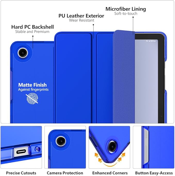 MoKo Case for Galaxy Tab A9+/A9 Plus 11 inch 2023, Slim Stand Protective Smart Cover with Hard PC Translucent Back Shell for Tab A9 Plus Tablet (SM-X210/X216/X218), Auto Wake/Sleep, Klein Blue