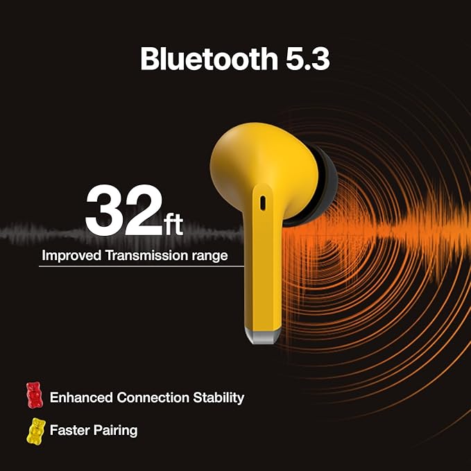Haribo Wireless Earbuds, Bluetooth 5.3 TWS, 13mm Bass Driver, ENC Noise Reduction, IPX4, USB-C Charging, Gummy Bear Style