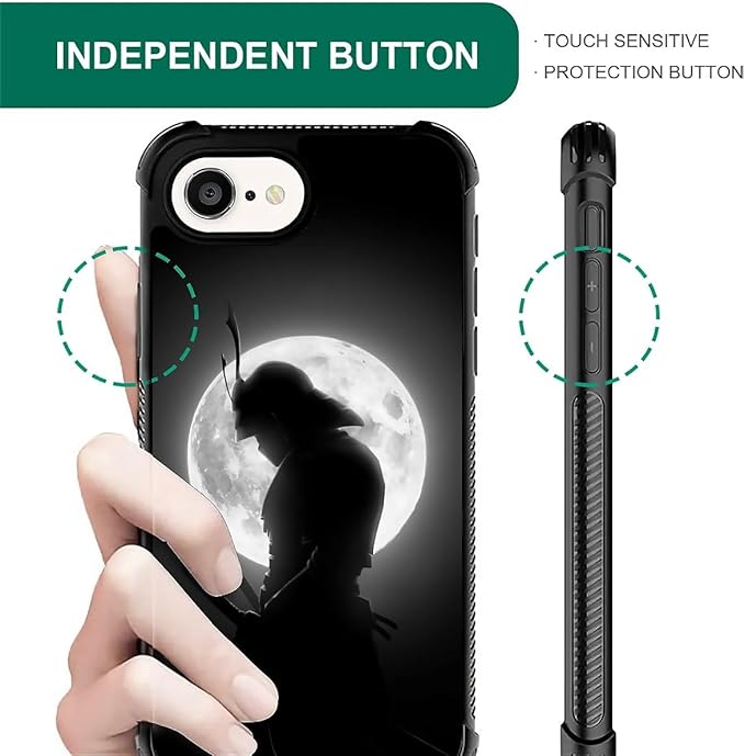 Compatible with iPhone 16e Case,Moon Samurai Phone Cover for Men/Women,Soft TPU Anti-Skid Thread and Four Corner Anti-Collision Protection Case Compatible with iPhone 16e 6.1inch