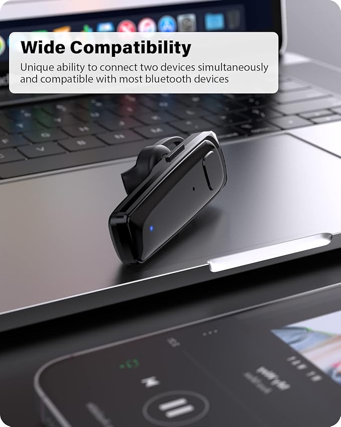 Bluetooth Headset - V5.0 Wireless Handsfree Earpiece Built-in Dual Mic Noise Cancelling, 10 Days Standby 16Hrs HD Talktime Ultralight Headset for iPhone Android Samsung Laptop(Black)