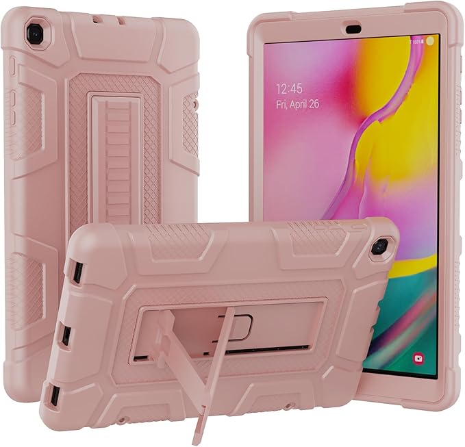 Case for Samsung Galaxy Tab A 10.1 2019, Hybrid Shockproof Rugged Drop Protection Cover with Kickstand for Samsung Galaxy Tab A 10.1 Inch SM-T510 / T515(Rose Gold)