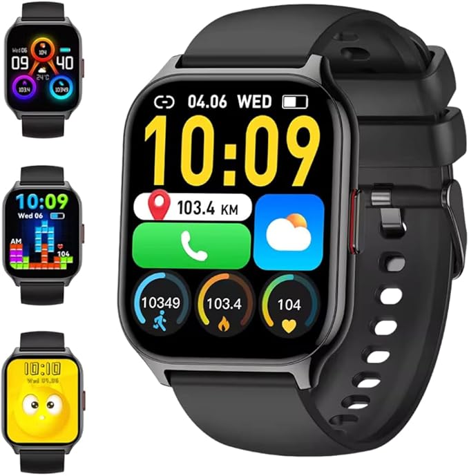 Smart Watch for Men Women(Answer/Make Call) 1.95" Smartwatch for Android iPhone, 123+ Sports Fitness Tracker with Game/Calculator/Weather IP68 Waterproof Heart Rate SpO2 Sleep Monitor, V71-1