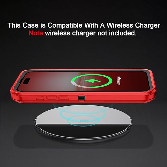 for iPhone 15 Pro Max Case Shockproof Dust/Drop Proof 3-Layer Full Body Protection [Without Screen Protector] Rugged Heavy Duty Cover Case for Apple iPhone 15 Pro Max 6.7" 2023,Red/Black