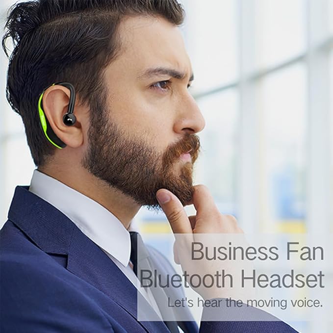 IHAO Bluetooth Earpiece Headphone Dual Noise Cancelling Mic Painless Open-Ear Handsfree Headset Stereo Sound Left/Right Changeable Earhook Earphones for Driving/Business/Gym-Single Ear F600 Black