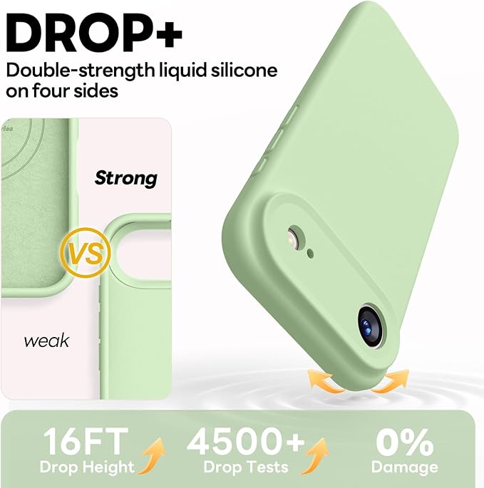 Vooii Magnetic Compatible with iPhone Air Case (Compatible with Magsafe) (Upgraded Camera Protection) Liquid Silicone Shockproof Full Body Protective Phone Cover for Women Men, Matcha, 6.5"