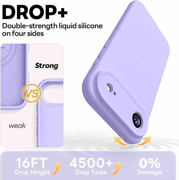 Vooii Magnetic Compatible with iPhone Air Case (Compatible with Magsafe) (Upgraded Camera Protection) Liquid Silicone Shockproof Full Body Protective Phone Cover for Women Men, Light Purple, 6.5"