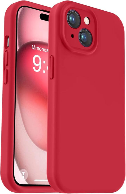 Vooii Compatible with iPhone 15 Plus Case, Upgrade Liquid Silicone [Enhanced Camera Protection] [Soft Anti-Scratch Microfiber Lining] Shockproof Phone Case for iPhone 15 Plus 6.7 inch - Red