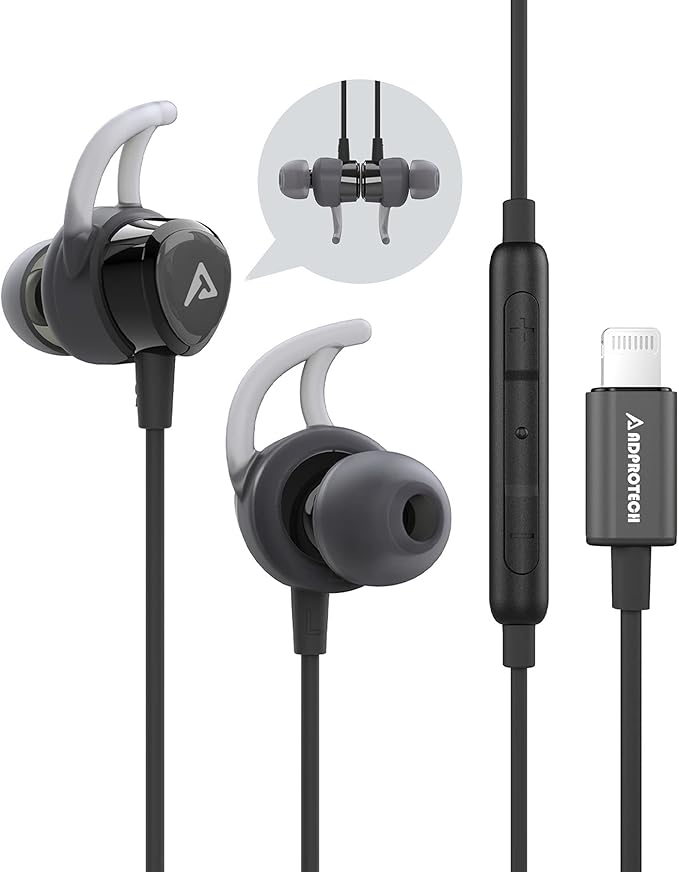 Lightning Headphones Earphones Magnetic Earbuds in-Ear MFi Certified with Microphone Controller for Sports Workout Compatible with iPhone 14/13/12/11/Pro Max/Xr/Xs Max/X Black
