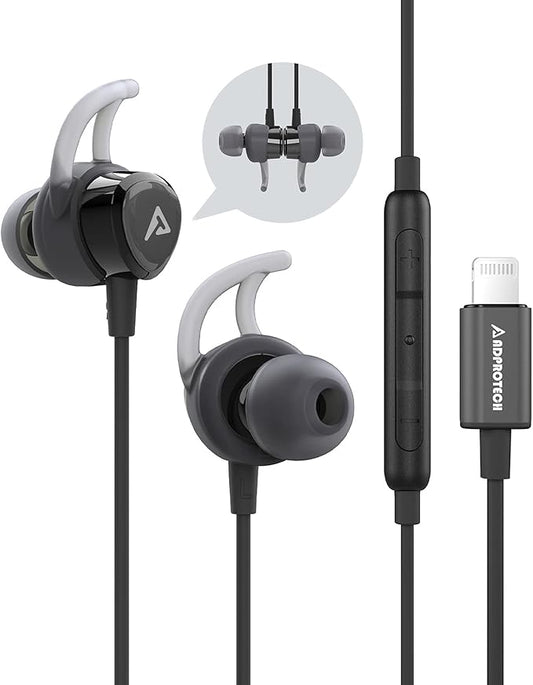 Lightning Headphones Earphones Magnetic Earbuds in-Ear MFi Certified with Microphone Controller for Sports Workout Compatible with iPhone 14/13/12/11/Pro Max/Xr/Xs Max/X Black