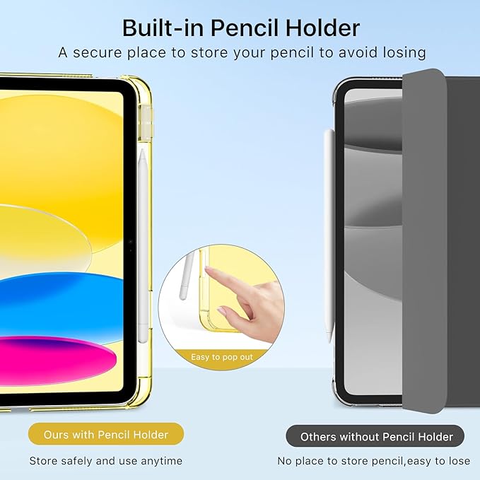 MoKo for iPad (A16) 11th Generation Case 11 Inch 2025, iPad 10th Generation Case 10.9 Inch 2022 with Pencil Holder, Slim Light Trifold Protective Cover with Hard PC Translucent Back Shell, Oatmeal