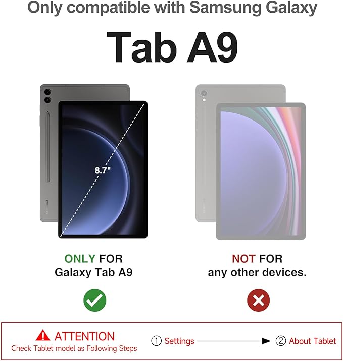 Dexnor Case for Samsung Galaxy Tab A9 8.7 Inch 2023, [Built in Screen Protector & Kickstand] Heavy Duty Shockproof Full Body Protective Cover for Galaxy Tab A9 Case-Blue