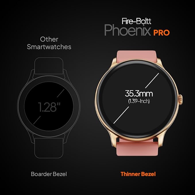 Fire-Boltt Phoenix Pro 35.3mm (1.39 inch) Bluetooth Calling Smart Watch, AI Voice Assistant, Metal Body with 120+ Sports Modes, SpO2, Heart Rate Monitoring. (Gold Pink)