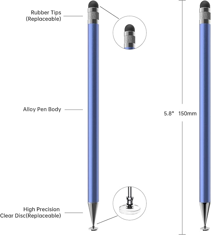 Bopomofo Stylus (5 Pcs),2-in-1 Stylus Pen for Touchscreen, High Precision and Sensitivity, Suitable for iPhone/ipad/Android Tablets, Compatible with All Touch Screens,Blue