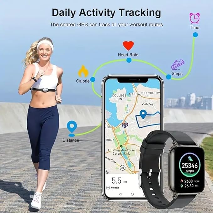 Smart Watches for Women Men, Smartwatch 1.69" Touch Screen with Multiple Sports Modes, GPS Fitness Tracker, Heart Rate Monitor, Blood Pressure Monitor, Blood Oxygen,Sleep Monitor, Purple Band