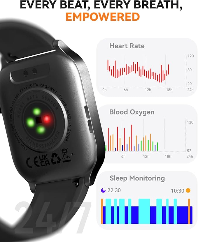 Smart Watches for Women Men, 1.85" HD Touchscreen, Fitness Tracker with 110 Sports Modes, Step Counter/Sleep Monitor, IP68 Waterproof, Bluetooth Call & Music Control for iPhone/Android