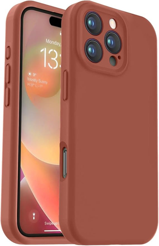 Vooii Compatible with iPhone 16 Pro Case, Liquid Silicone Upgrade [Camera Protection] [Soft Anti-Scratch Microfiber Lining] Shockproof Phone Case for iPhone 16 Pro 6.3 inch - Caramel