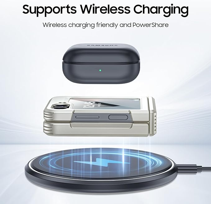 CENMASO for Galaxy Z Flip 6 Case/Z Flip 7 FE Case with Hinge Protection & Built-in Screen Protector, Ultra-Thin Full-Body Shockproof Protection Phone Case for Z Flip 6/Flip 7 FE-Natural Titanium