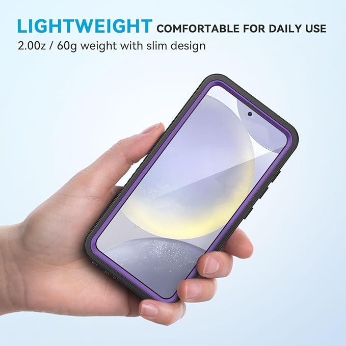 Lanhiem for Samsung Galaxy S24 Phone Case, IP68 Waterproof Dustproof, Built-in Screen Protector, Rugged Full Body Shockproof Protective Cover for Galaxy S24 5G 6.2 Inch, Purple