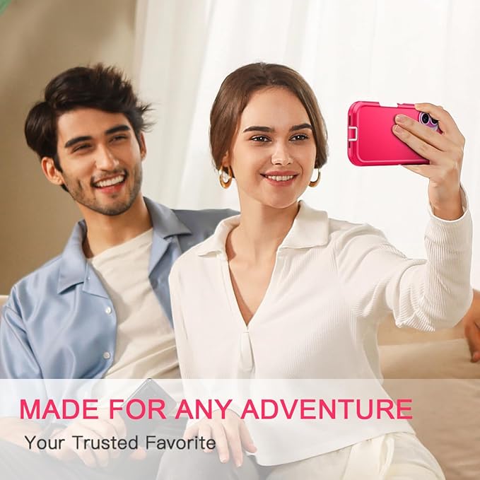 for iPhone 16 Case Shockproof Dust/Drop Proof 3-Layer Full Body Protection [Without Screen Protector] Rugged Heavy Duty Cover Case for Apple iPhone 16 6.1" 2024,Pink/White