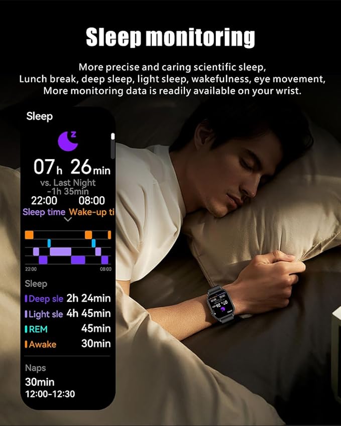 LAKEYLOYI Smart Watches for Men Women Answer Make Calls HD Smartwatch for iOS Android Phones Activity Fitness Tracker Smartwatches with Heart Rate/Sleep Monitor Pedometer Waterproof,Black (Black)