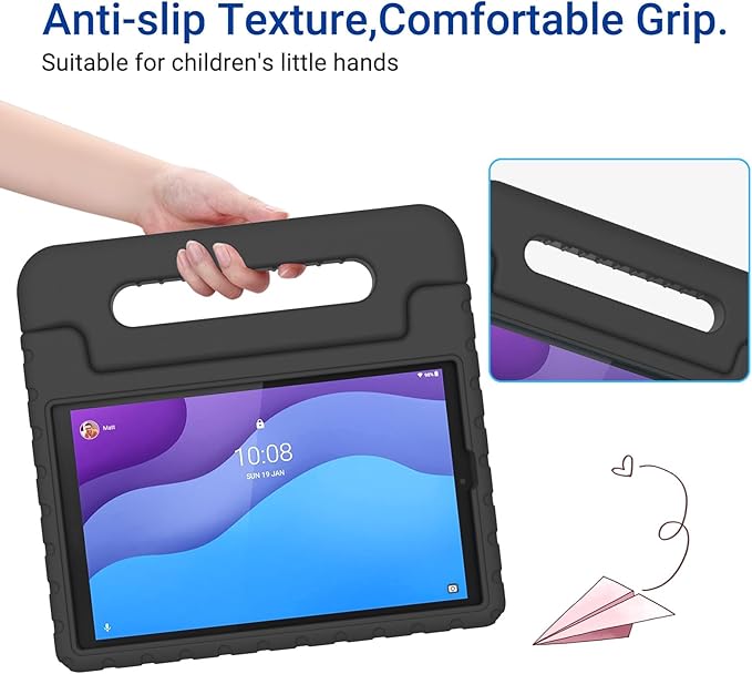 Kids Case for Lenovo Tab M10 HD 2nd Gen 10.1 Inch 2020 Release（TB-X306X/TB-X306F）, KidsFriendly Stand Shockproof Light Weight EVA Cover for Lenovo Tab M10 HD 2nd Gen, Black