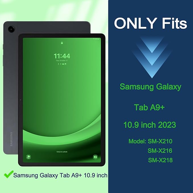 Rantice Case for Samsung Galaxy Tab A9+ / A9 Plus 11 Inch, Kids Case with Kickstand, Shockproof Rugged Cover for Samsung Galaxy Tab A9+ 11” 2023 Model (SM-X210/X216/X218), Black+Green