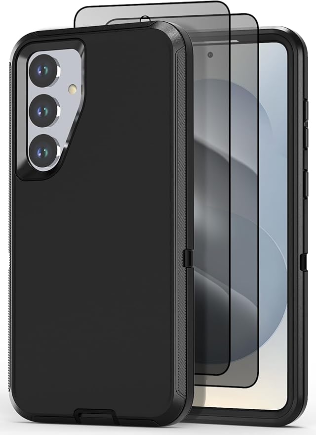 Designed for Samsung Galaxy S24 Plus/S25 Plus Case [with Privacy Screen Protector] 3-Layer Full Body Protection Rugged Shockproof Heavy Duty Phone Case Cover, Black