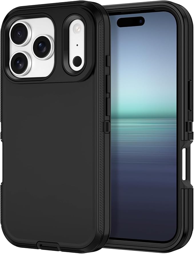for iPhone 17 Pro Max Case Shockproof Dust/Drop Proof 3-Layer Full Body Protection [Without Screen Protector] Rugged Heavy Duty Cover Case for Apple iPhone 17 Pro Max 6.9" 2025,Black