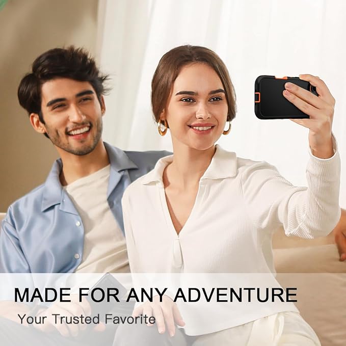 for iPhone Air Case/iPhone 17 Air Case Shockproof Dust/Drop Proof 3-Layer Full Body Protection [Without Screen Protector] Rugged Heavy Duty Cover for Apple iPhone Air 6.5" 2025,Black/Orange