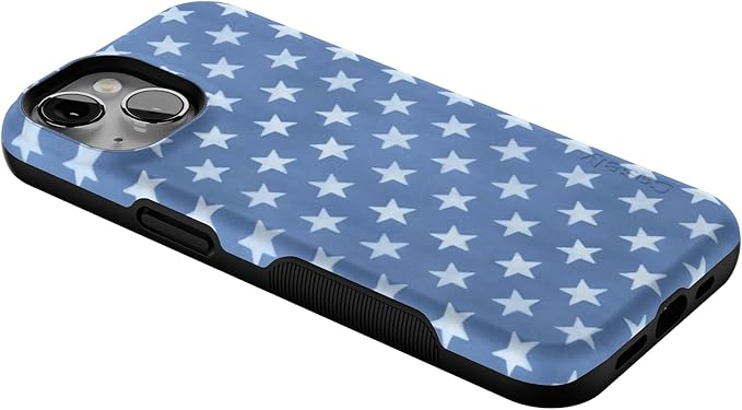 Casely iPhone 14 Case | Coastal Blues | Denim Stars | Compatible with MagSafe | Bold Protective Design