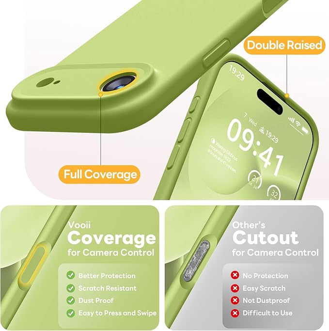 Vooii Magnetic Compatible with iPhone Air Case (Compatible with Magsafe) (Upgraded Camera Protection) Liquid Silicone Shockproof Full Body Protective Phone Cover for Women Men, Cedar Green, 6.5"