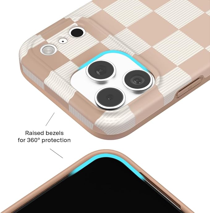 VELVET CAVIAR Case for iPhone 17 Pro | Compatible with MagSafe | 10ft Drop Tested | Protective Designer Cases | Nude Vibe Checkered