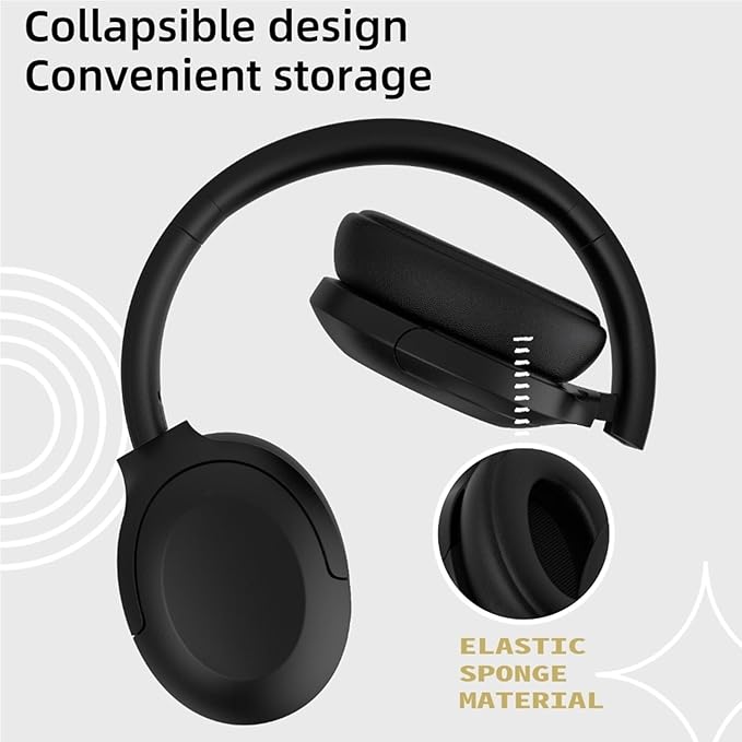 GU-DI Active Noise Cancelling Headphones, Wireless Over Ear Bluetooth Headphones, Hi-Res Audio, Deep Bass, with mic, Foldable Lightweight Headset, Suitable for Travel Home Office Gym Cellphone PC