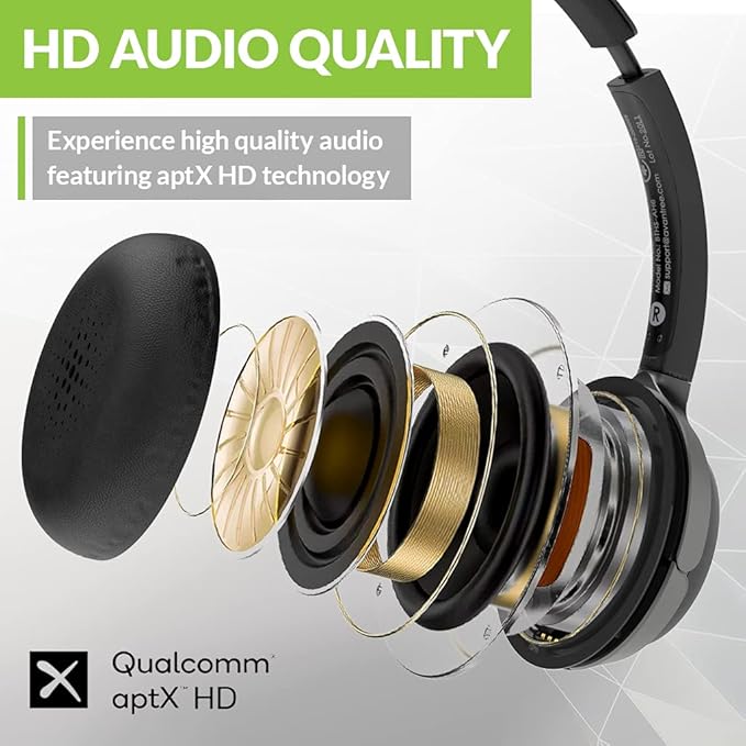 Avantree Alto 8060 aptX HD Bluetooth Headset with Smart Noise Canceling Microphone for Clear Calls even at noisy places. Sidetone Support, Wireless USB Adapter for Easy Connection with Computer Laptop