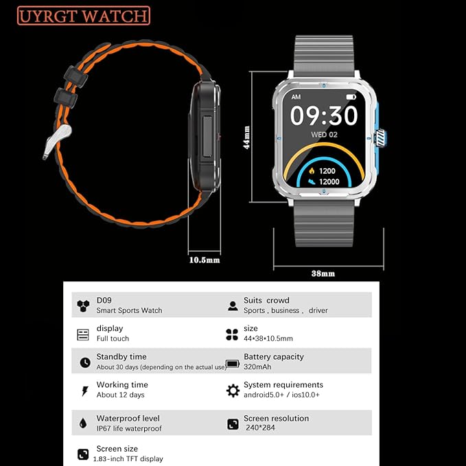Sports&Rugged Smartwatch for Men Women,CNC Aluminum Alloy Frame,1.83” Full Touch Display,Bluetooth Call,Fitness Tracker 28 Sports Modes,Heart Rate,Sleep Monitor,Compatible with iOS & Android
