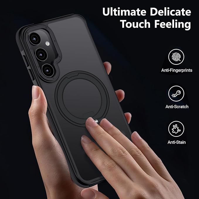 360°Spin Magnetic Stand for Samsung Galaxy S25 Plus Case, [Compatible with Magsafe] Military Grade Drop Protection, Matte Hard Slim S25 Plus Phone Case with Kickstand & Ring Holder 1