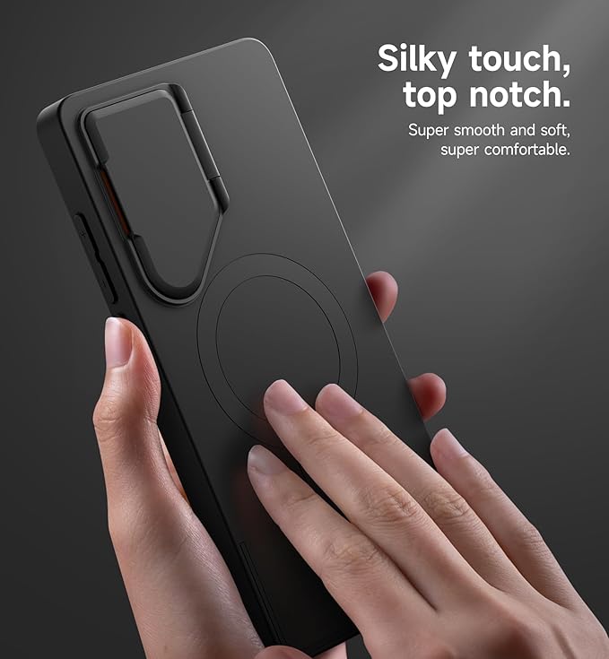 SURITCH for Samsung Galaxy S25 Ultra Phone Case, Magnetic Protective Cover with Camera Cover & Adjustable Metal Kickstand for Galaxy S25 Ultra (2025)-Black