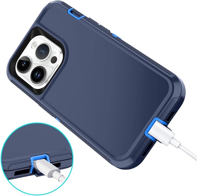 for iPhone 14 Pro Case Shockproof Dust/Drop Proof 3-Layer Full Body Protection [Without Screen Protector] Rugged Heavy Duty Cover Case for Apple iPhone 14 Pro 6.1" 2022,Navy Blue