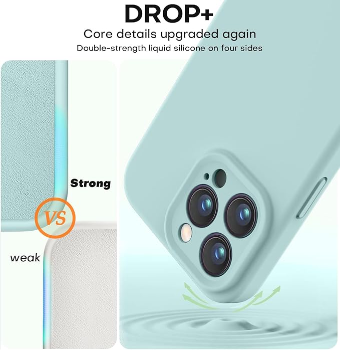 Vooii Compatible with iPhone 13 Pro Max Case, Liquid Silicone Upgrade [Camera Protection] [Soft Anti-Scratch Microfiber Lining] Shockproof Phone Case for iPhone 13 Pro Max 6.7 inch - Mint