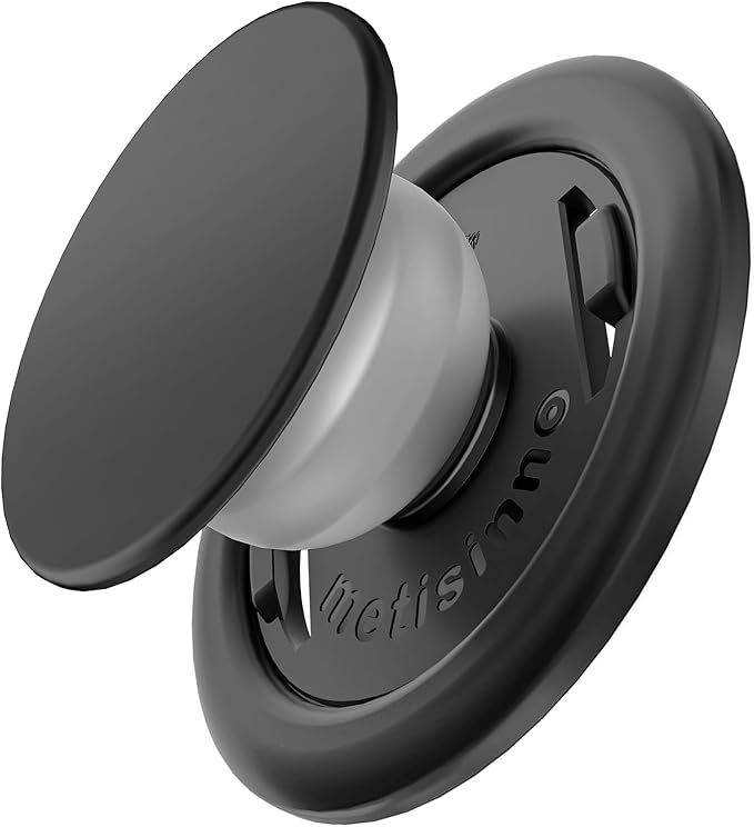 metisinno Phone Grip for MagSafe, Magnetic Stand for iPhone MagSafe Cases, One Finger Pop and Snap, Removable for Wireless Charging, Black