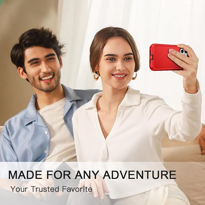 for iPhone 15 Pro Max Case Shockproof Dust/Drop Proof 3-Layer Full Body Protection [Without Screen Protector] Rugged Heavy Duty Cover Case for Apple iPhone 15 Pro Max 6.7" 2023,Red/Black