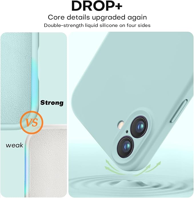 Vooii Compatible with iPhone 16 Case, Liquid Silicone Upgrade [Camera Protection] [Soft Anti-Scratch Microfiber Lining] Shockproof Phone Case for iPhone 16 6.1 inch - Mint