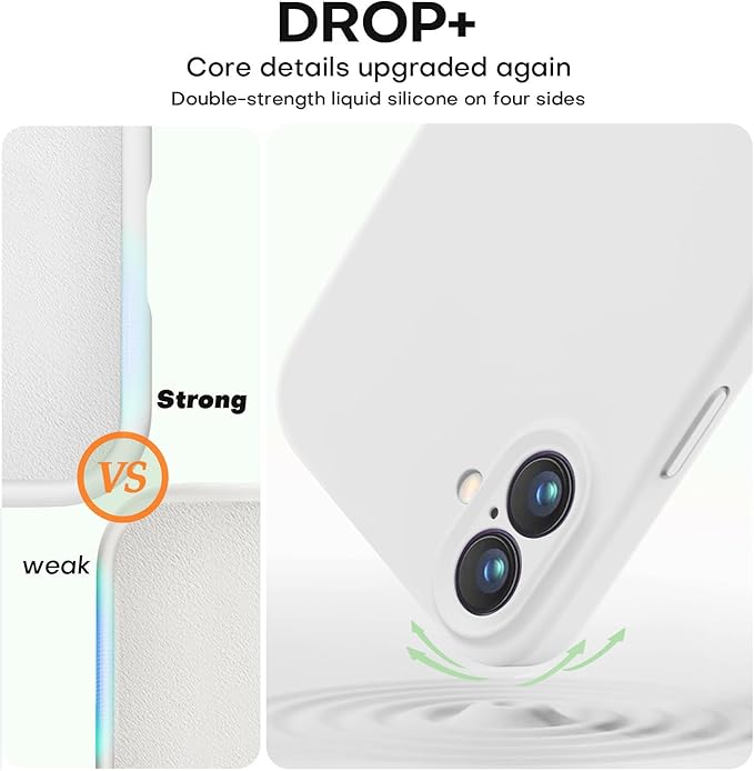 Vooii Compatible with iPhone 16 Case, Liquid Silicone Upgrade [Camera Protection] [Soft Anti-Scratch Microfiber Lining] Shockproof Phone Case for iPhone 16 6.1 inch - White