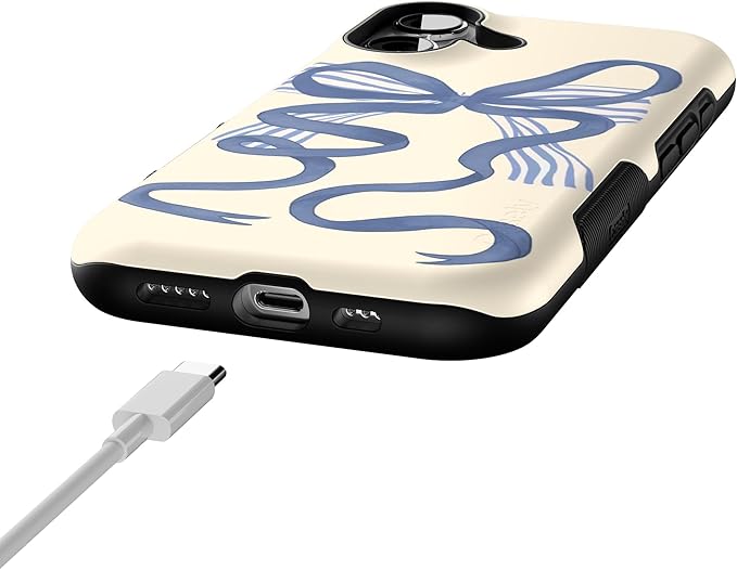 Casely iPhone 17 Case | Heartstrings | Blue Bow | Bold Protective Design | Compatible with MagSafe