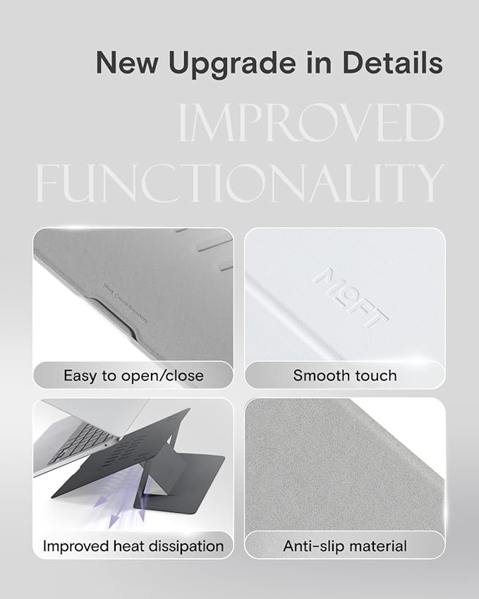 MOFT Invisible Laptop Stand for Desk, Stick-Free Tablet and Computer Stand with Dual-Angle, Foldable&Portable Laptop Riser Holder, Fits 7-11" Tablets&11-14" Laptops, Jet Black (Non-Adhesive Version)